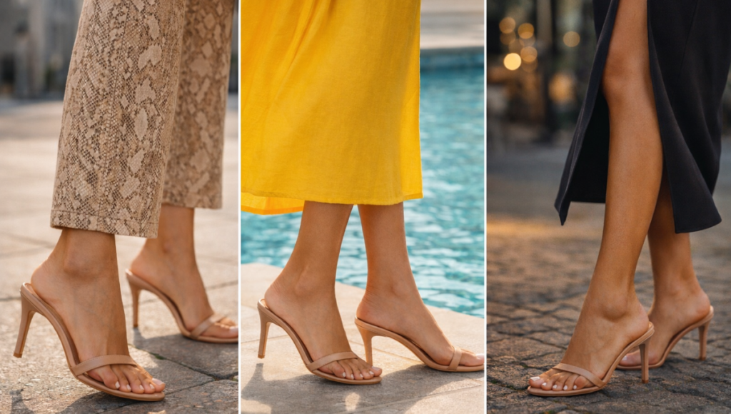 A sandália de salto tipo chinelo