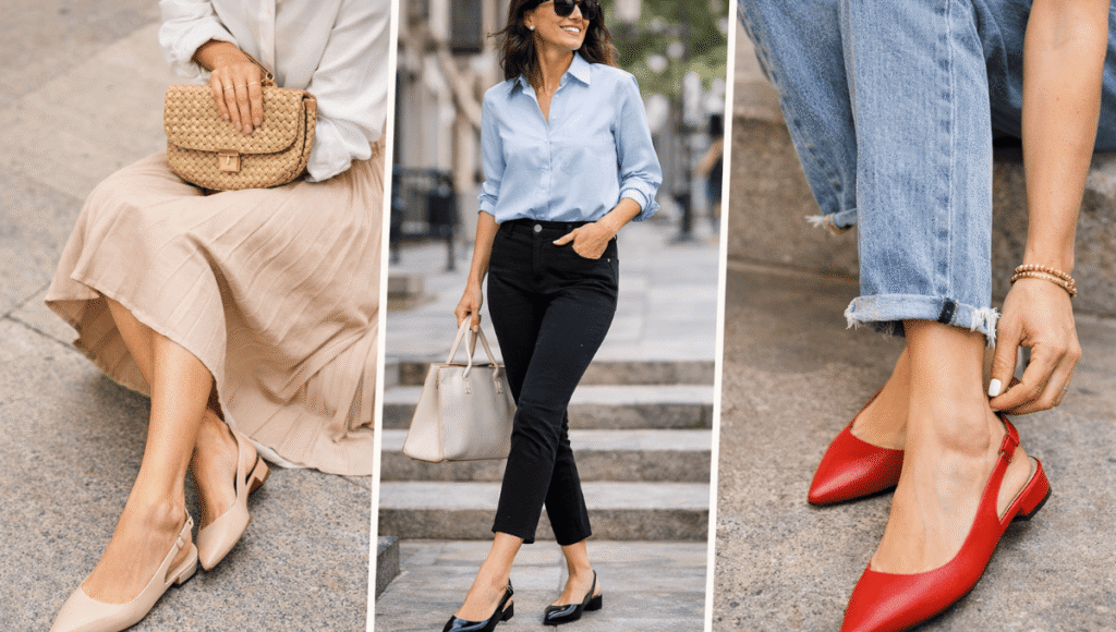 Slingback o sapato que transforma seu look sem salto alto