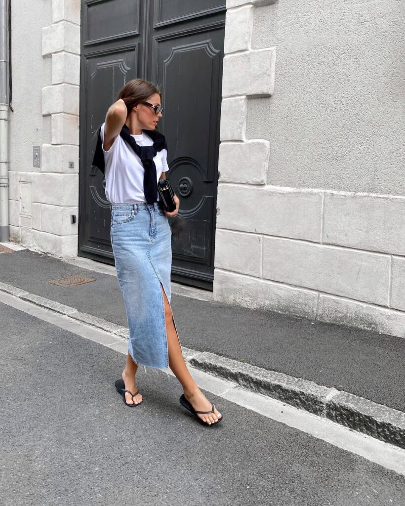 look com saia midi jeans